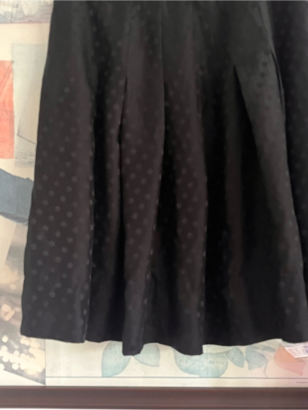 Vintage 100% Silk Jacob Black Polka Dot Pleated Skirt S/M - Picture 2 of 7
